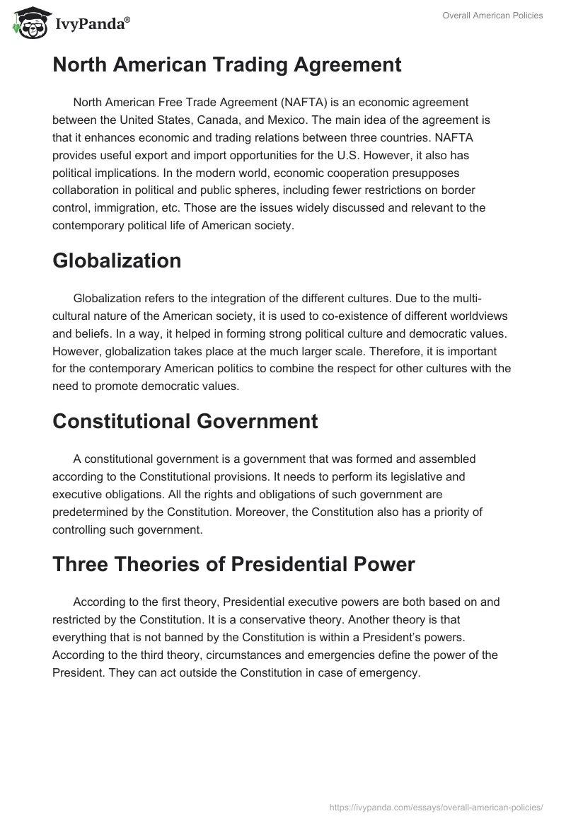 Overall American Policies. Page 2