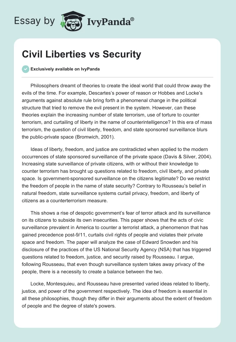 Civil Liberties vs Security. Page 1