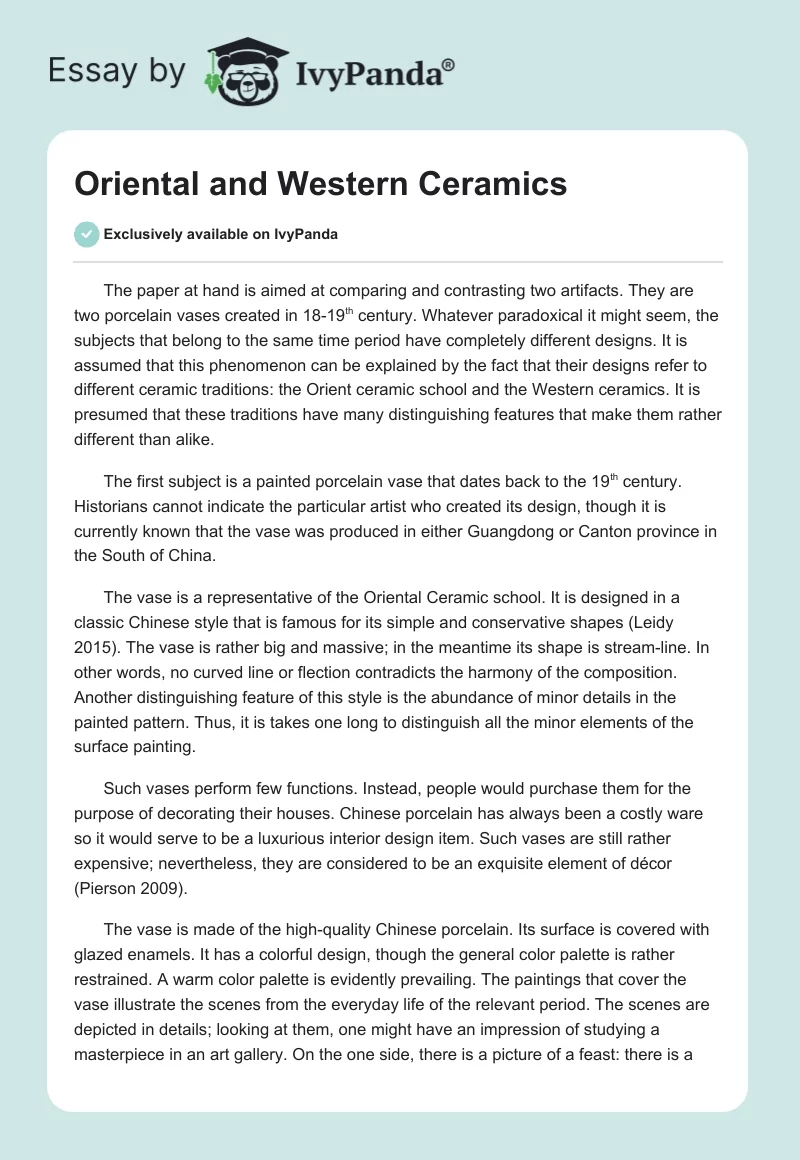 Oriental and Western Ceramics. Page 1