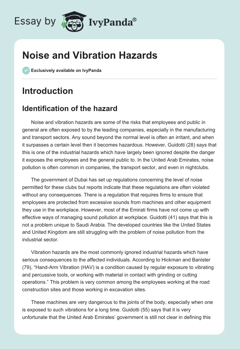 Noise and Vibration Hazards. Page 1