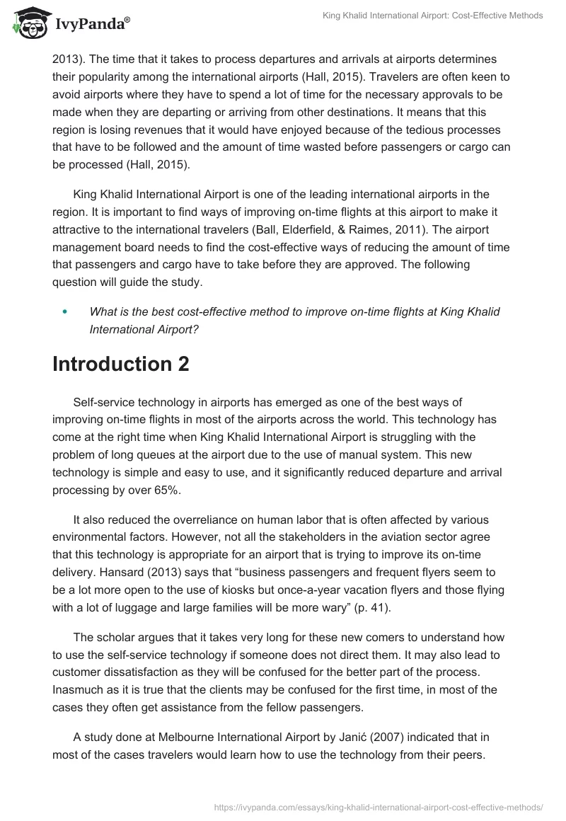 King Khalid International Airport: Cost-Effective Methods. Page 2