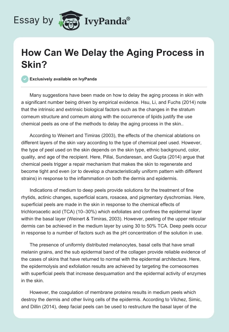 How Can We Delay the Aging Process in Skin?. Page 1