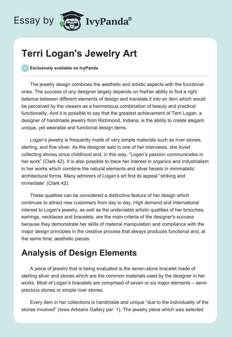 Terri Logan's Jewelry Art. Page 1