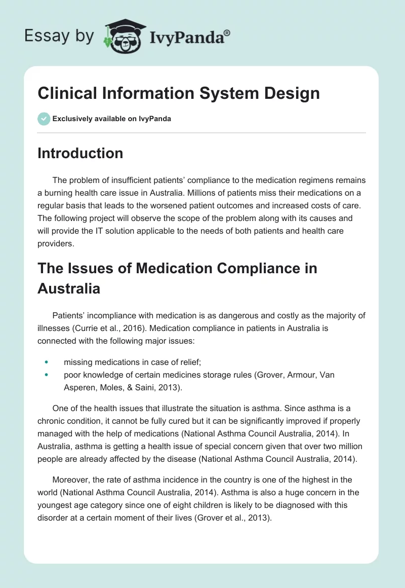 Clinical Information System Design. Page 1