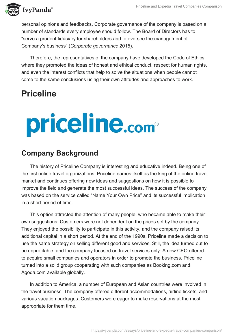 Priceline and Expedia Travel Companies Comparison. Page 5