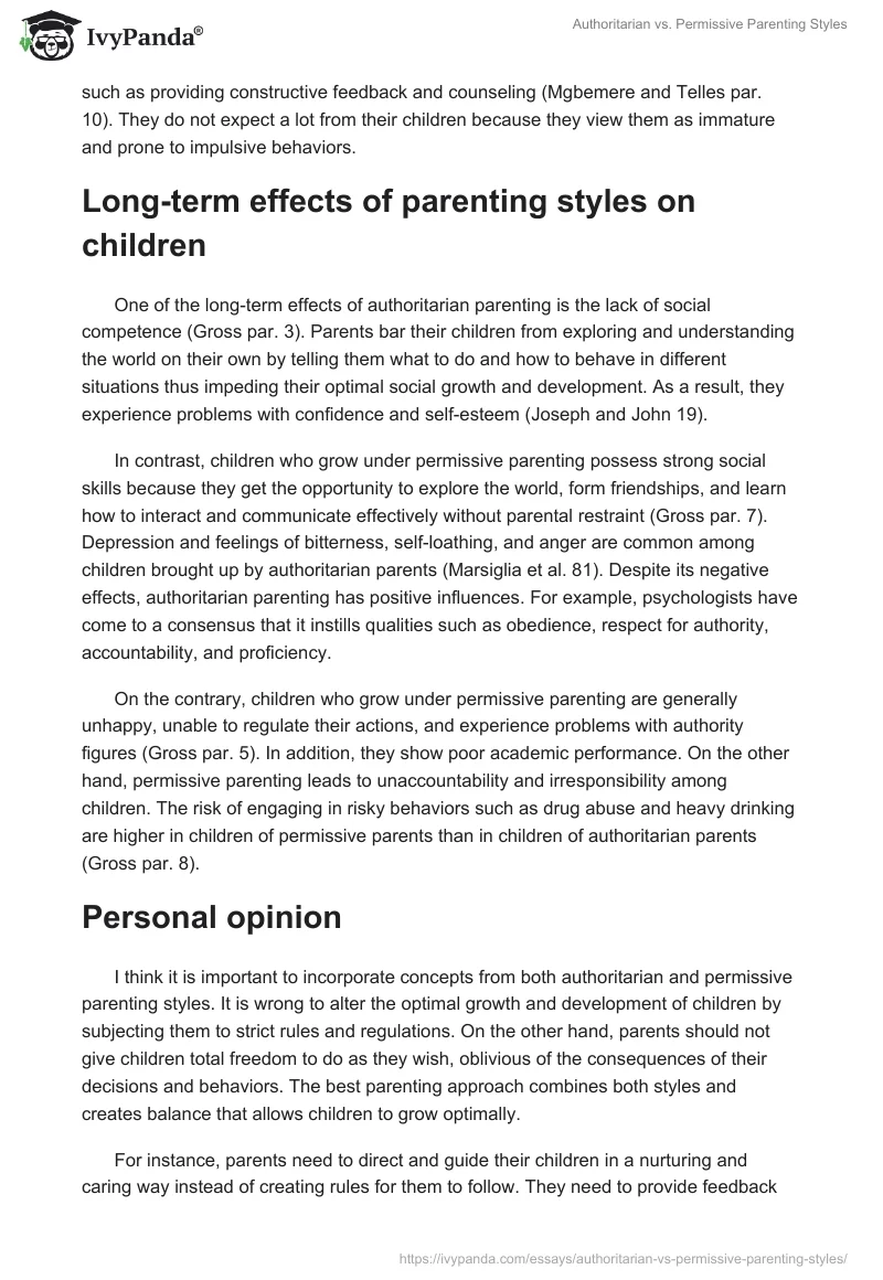 Authoritarian vs. Permissive Parenting Styles. Page 3