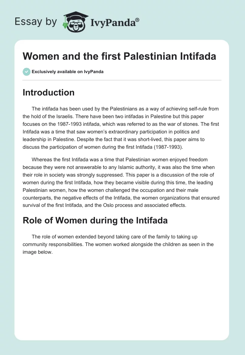 Women and the first Palestinian Intifada. Page 1