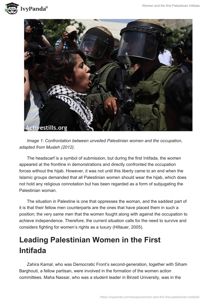Women and the first Palestinian Intifada. Page 4