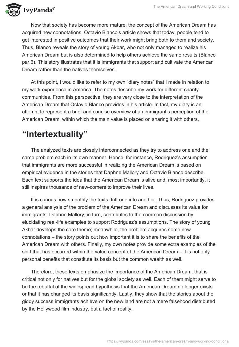 The American Dream and Working Conditions. Page 3