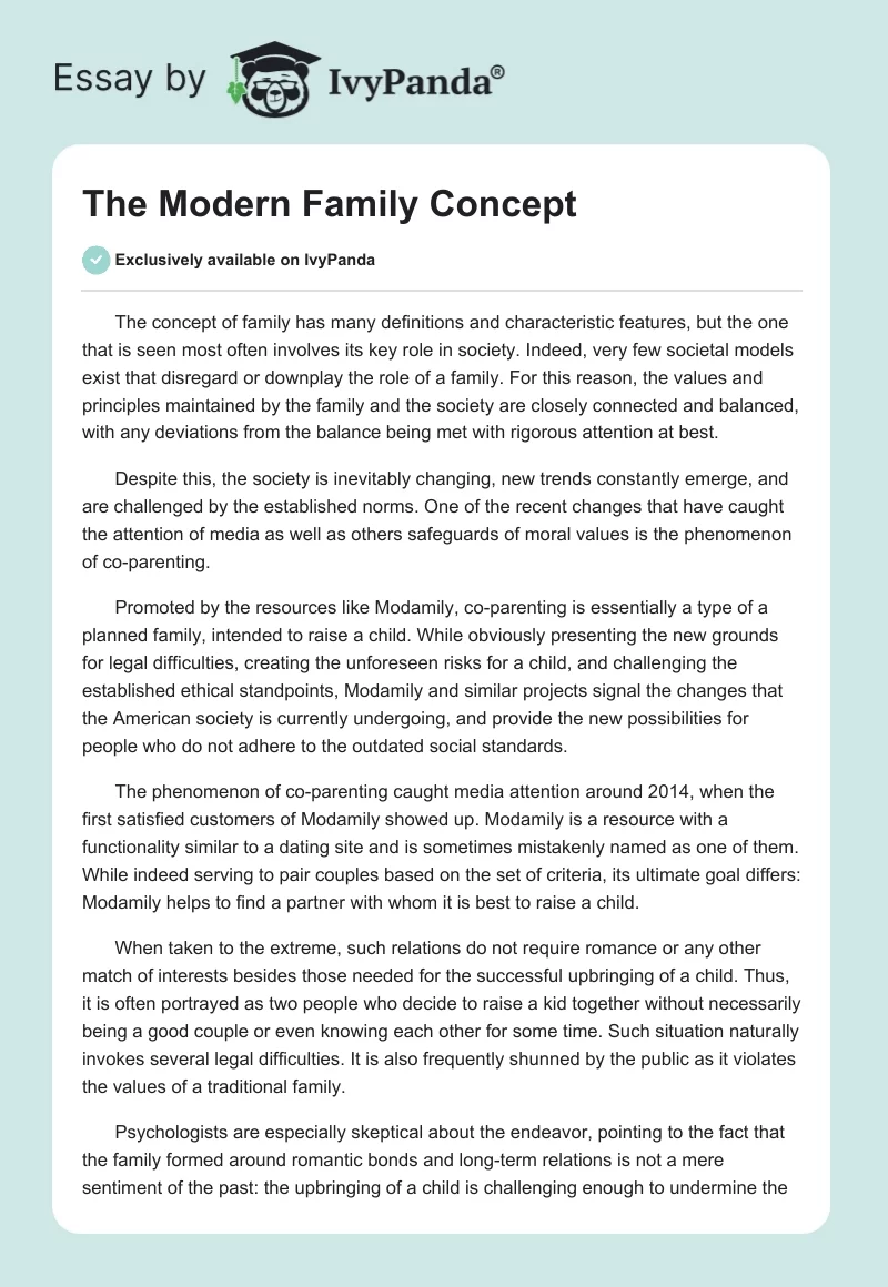 The Modern Family Concept. Page 1