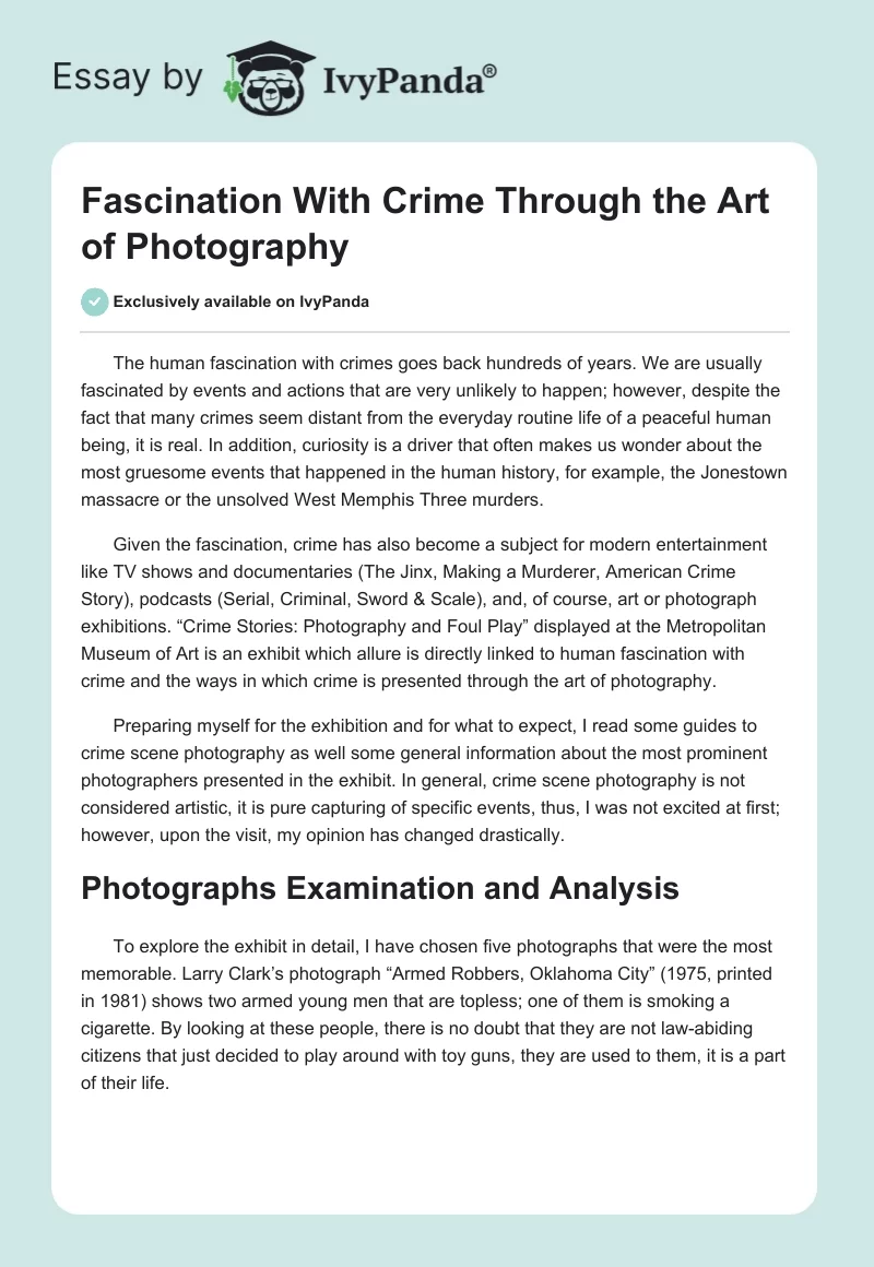 Fascination With Crime Through the Art of Photography. Page 1
