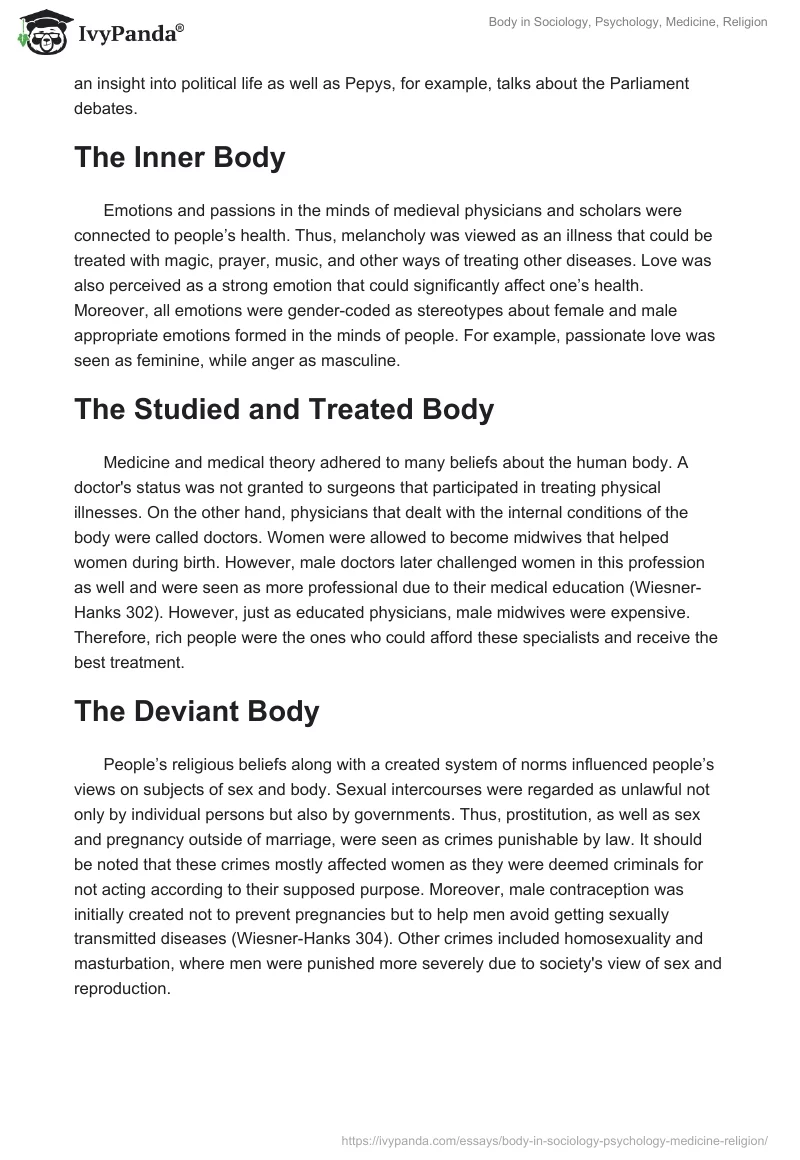 Body in Sociology, Psychology, Medicine, Religion. Page 2