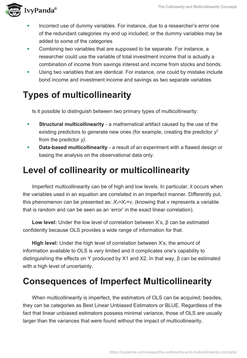 The Collinearity and Multicollinearity Concepts. Page 2