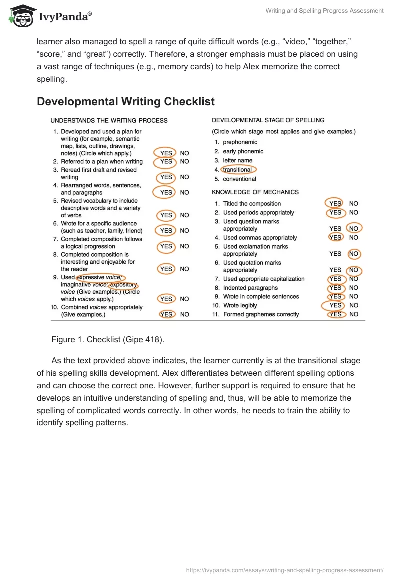 Writing and Spelling Progress Assessment. Page 2