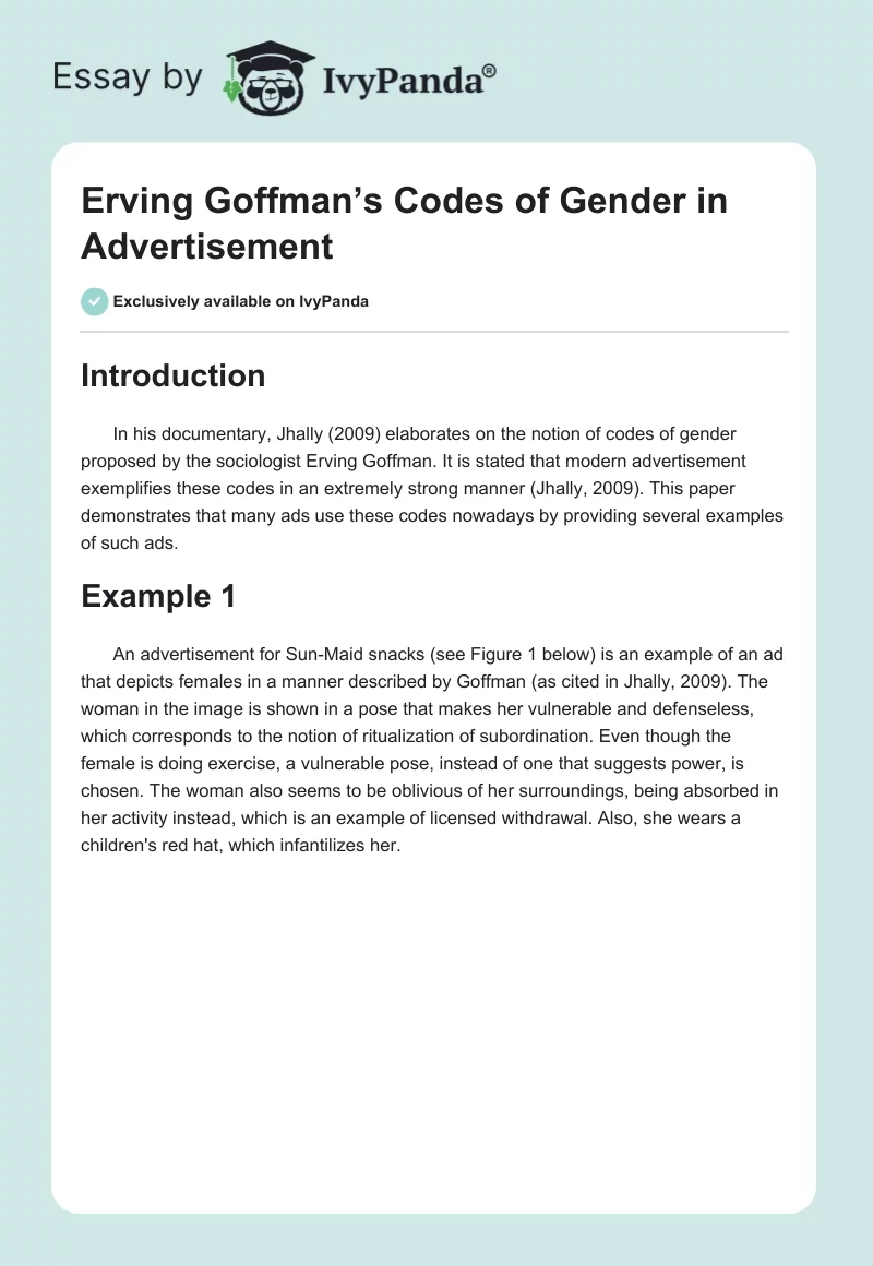 Erving Goffman’s Codes of Gender in Advertisement. Page 1
