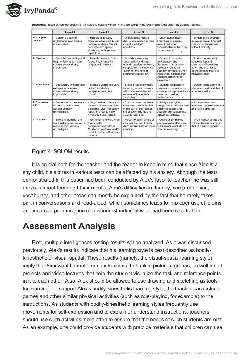 Verbal-Linguistic Behavior and Skills Assessment. Page 4