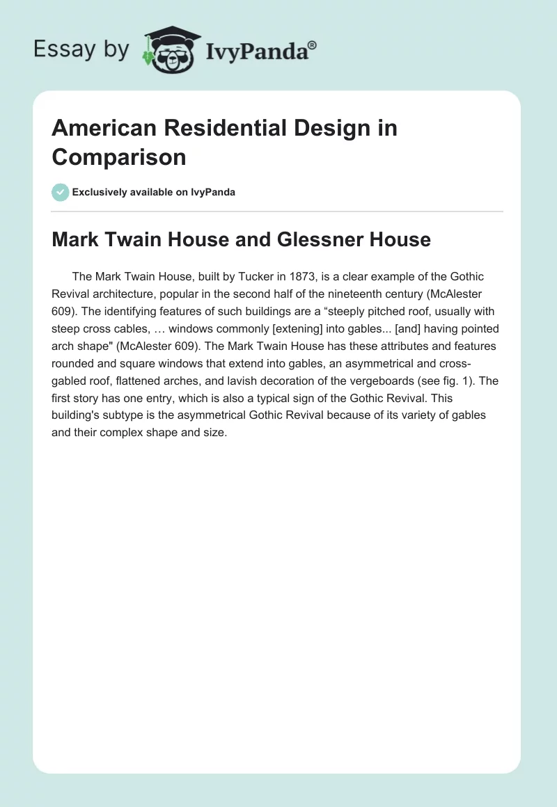American Residential Design in Comparison. Page 1