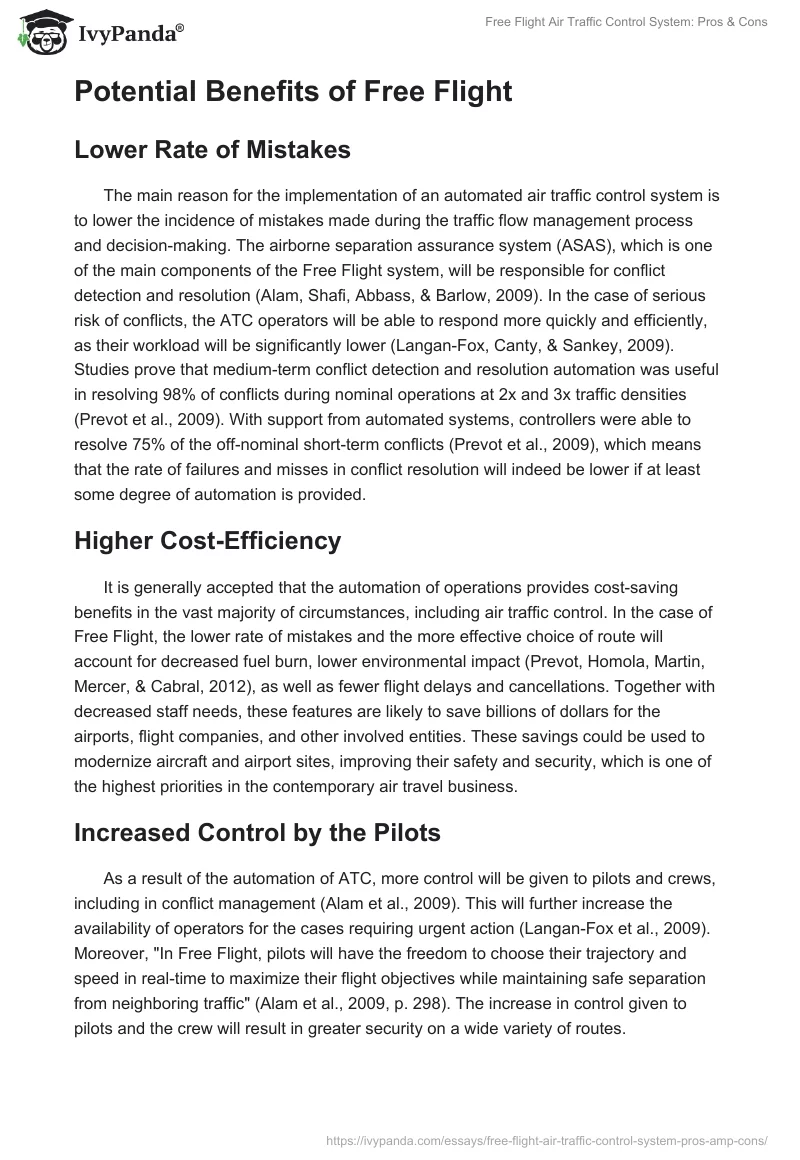 Free Flight Air Traffic Control System: Pros & Cons. Page 2