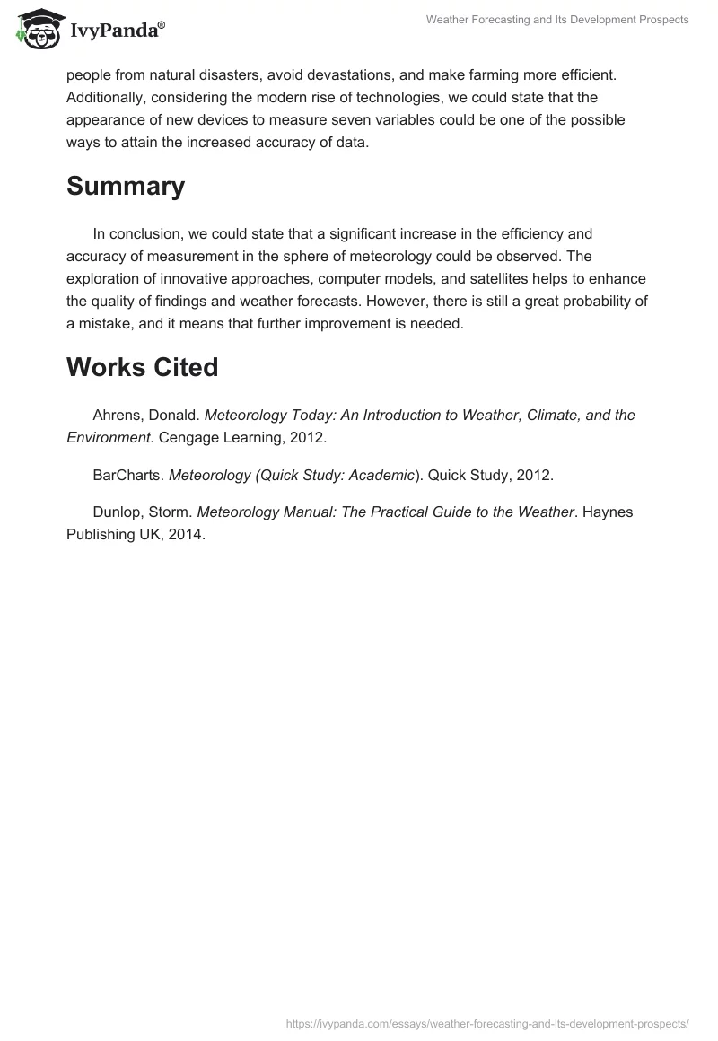 Weather Forecasting and Its Development Prospects. Page 4