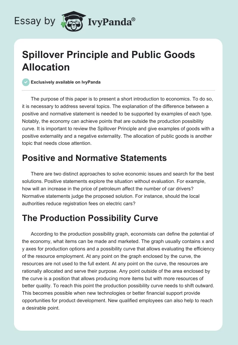 Spillover Principle and Public Goods Allocation. Page 1