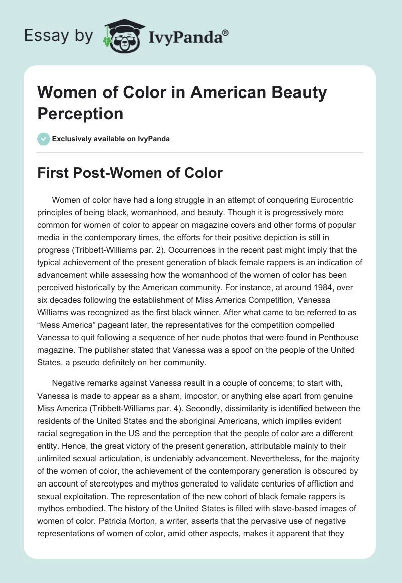 Women of Color in American Beauty Perception. Page 1