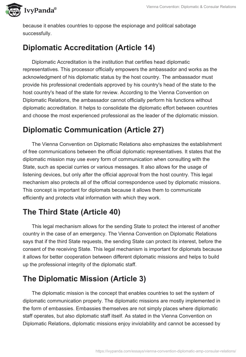 Vienna Convention: Diplomatic & Consular Relations. Page 2