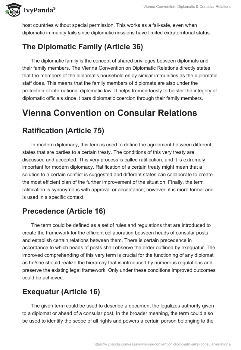 Vienna Convention: Diplomatic & Consular Relations. Page 3