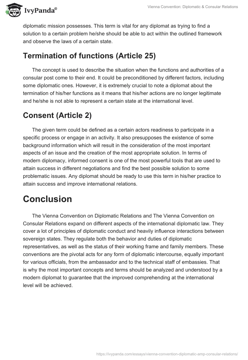 Vienna Convention: Diplomatic & Consular Relations. Page 4
