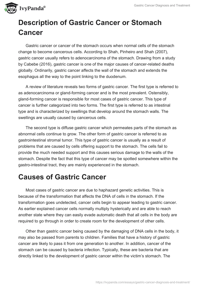 Gastric Cancer Diagnosis and Treatment. Page 2