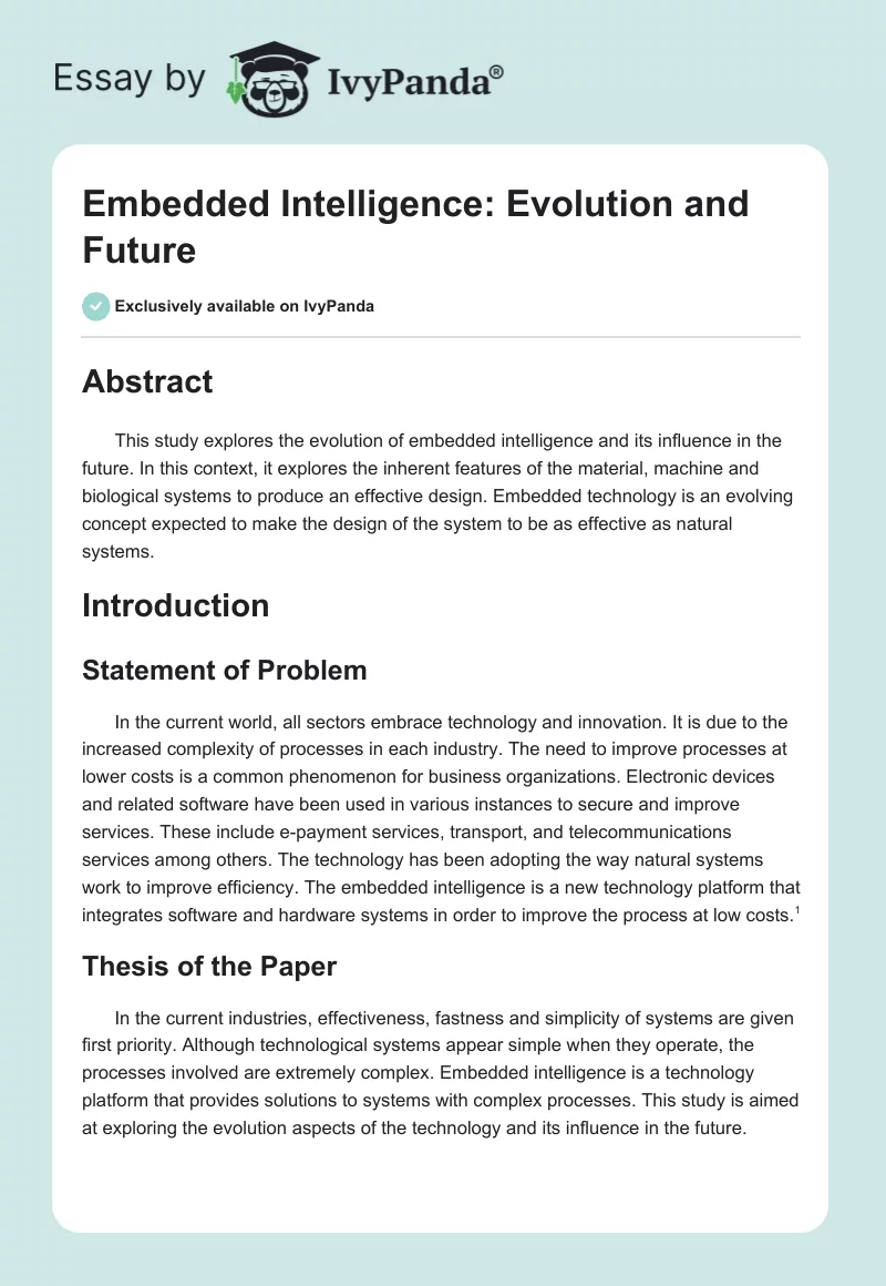 Embedded Intelligence: Evolution and Future. Page 1