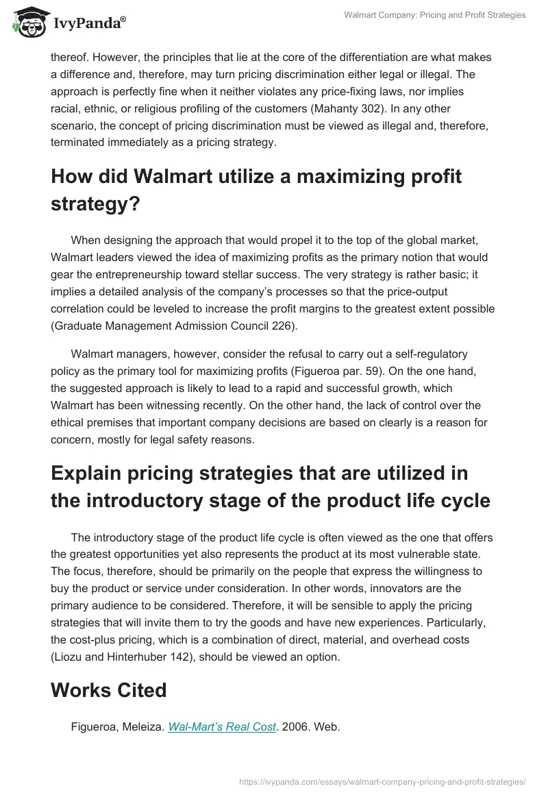 Walmart Company: Pricing and Profit Strategies. Page 2