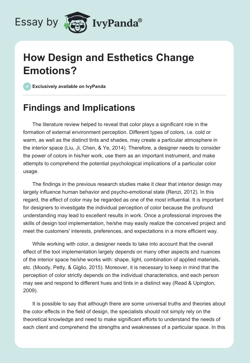How Design and Esthetics Change Emotions?. Page 1