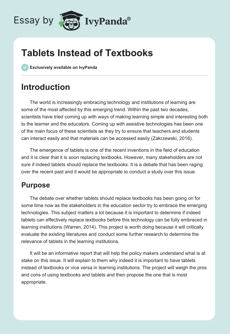 Tablets Instead of Textbooks. Page 1