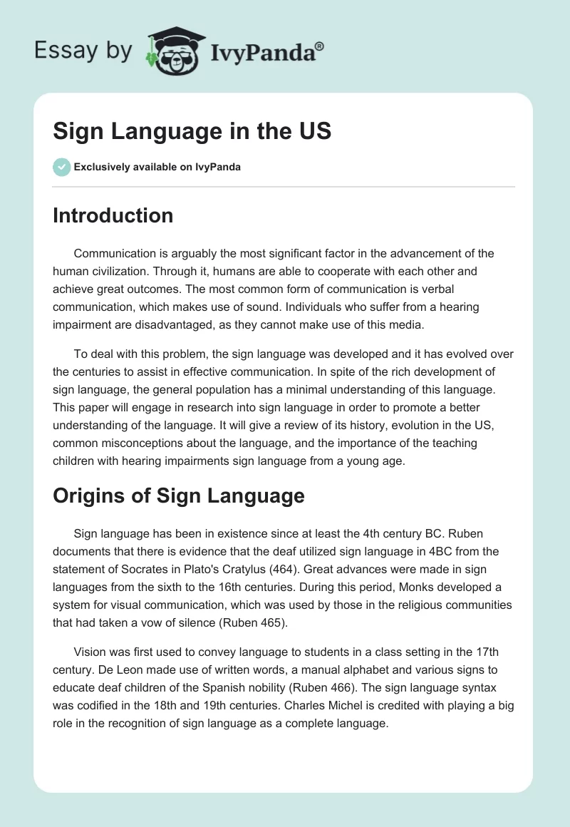 Sign Language in the US. Page 1