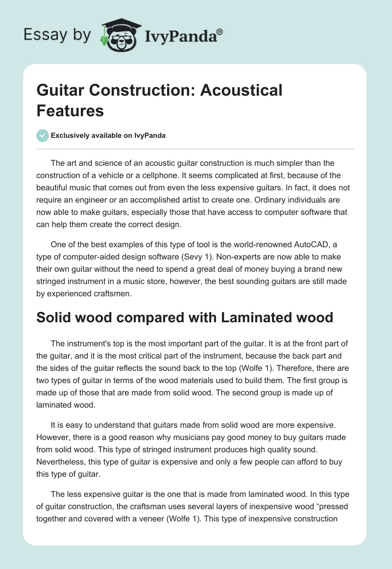 Guitar Construction: Acoustical Features. Page 1