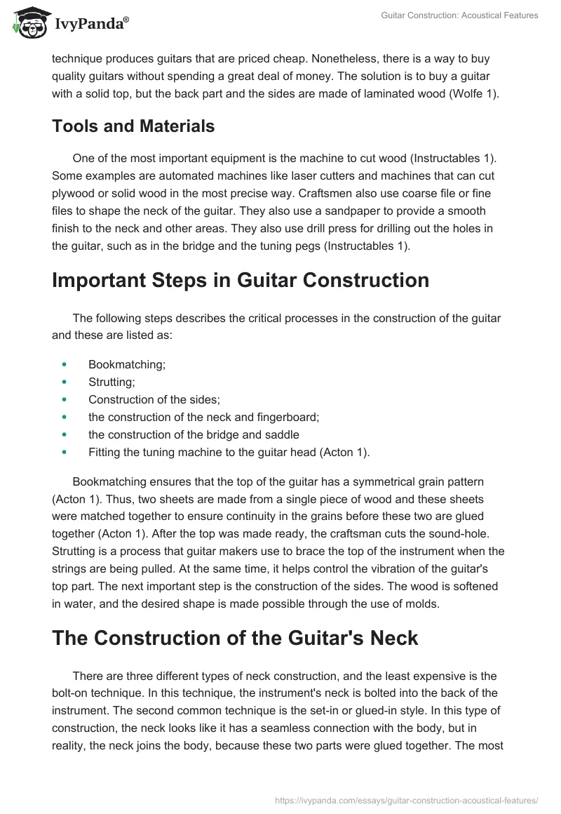 Guitar Construction: Acoustical Features. Page 2