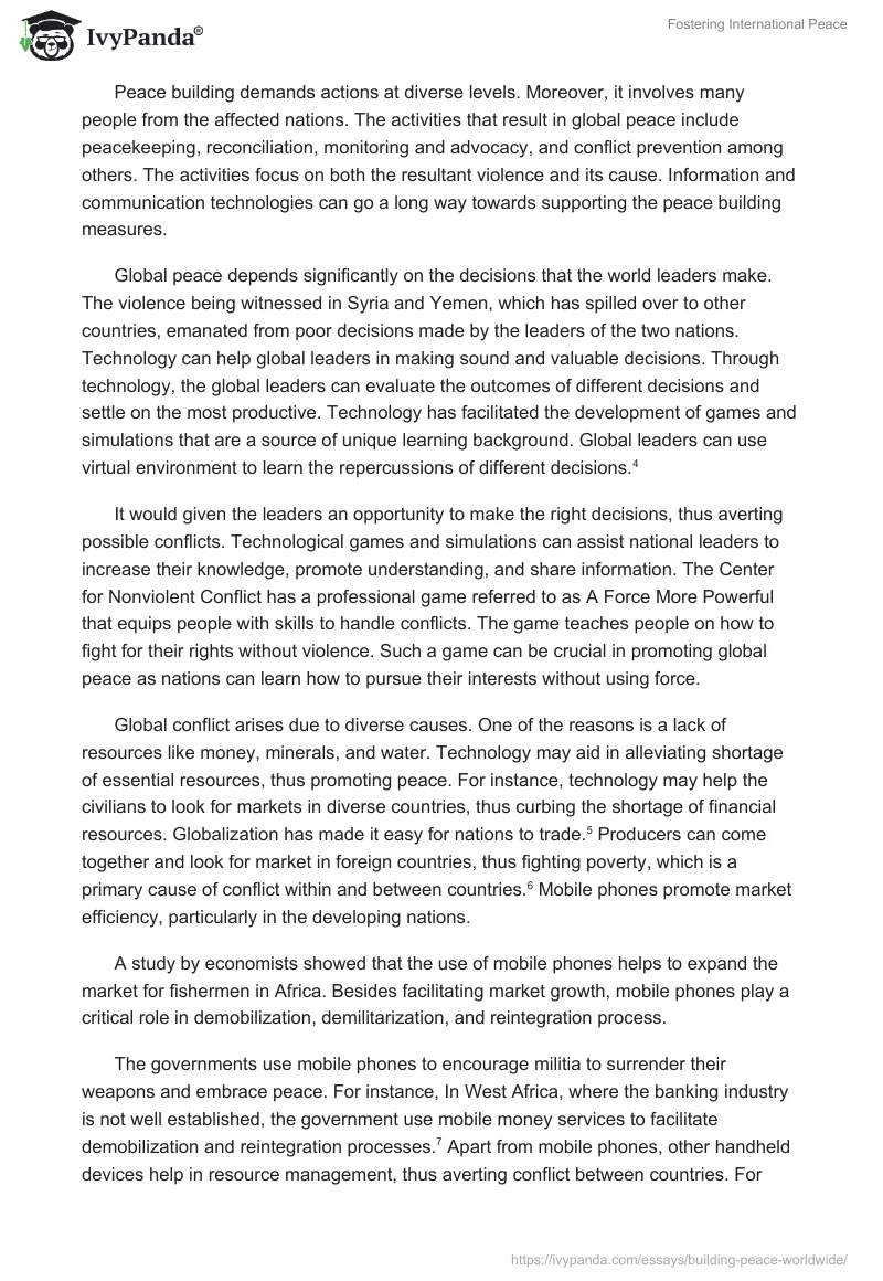 Fostering International Peace. Page 2
