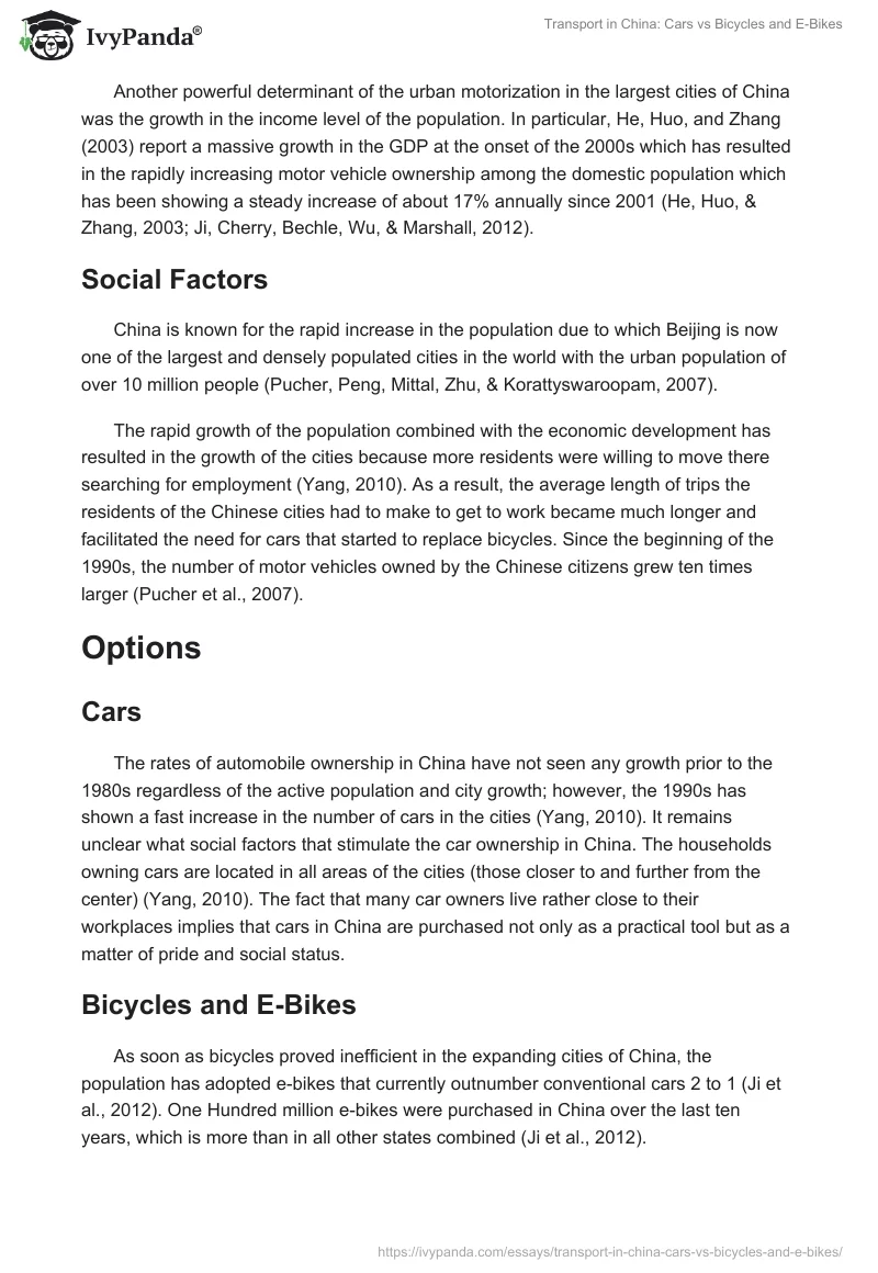 Transport in China: Cars vs Bicycles and E-Bikes. Page 2