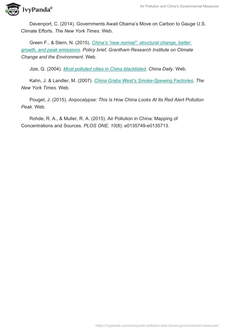 Air Pollution and China's Governmental Measures. Page 4