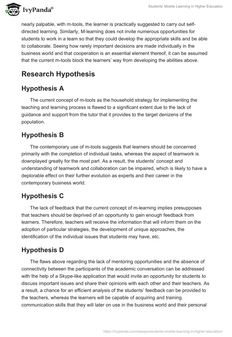Students' Mobile Learning in Higher Education. Page 2
