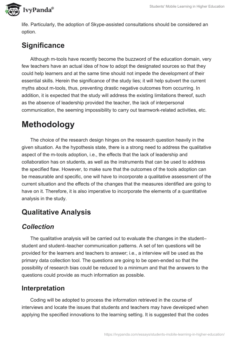 Students' Mobile Learning in Higher Education. Page 3