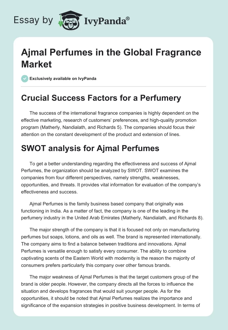 Ajmal Perfumes in the Global Fragrance Market. Page 1