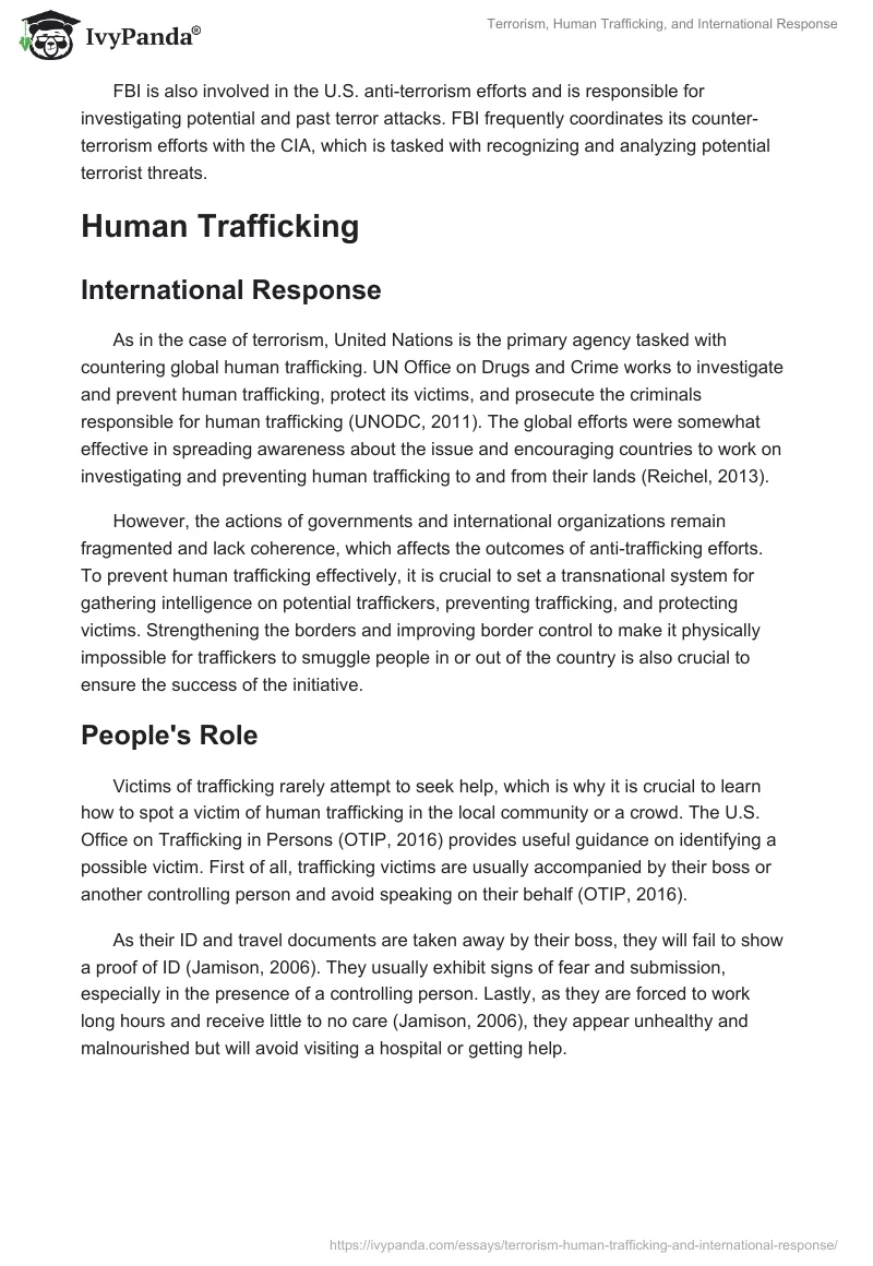 Terrorism, Human Trafficking, and International Response. Page 3