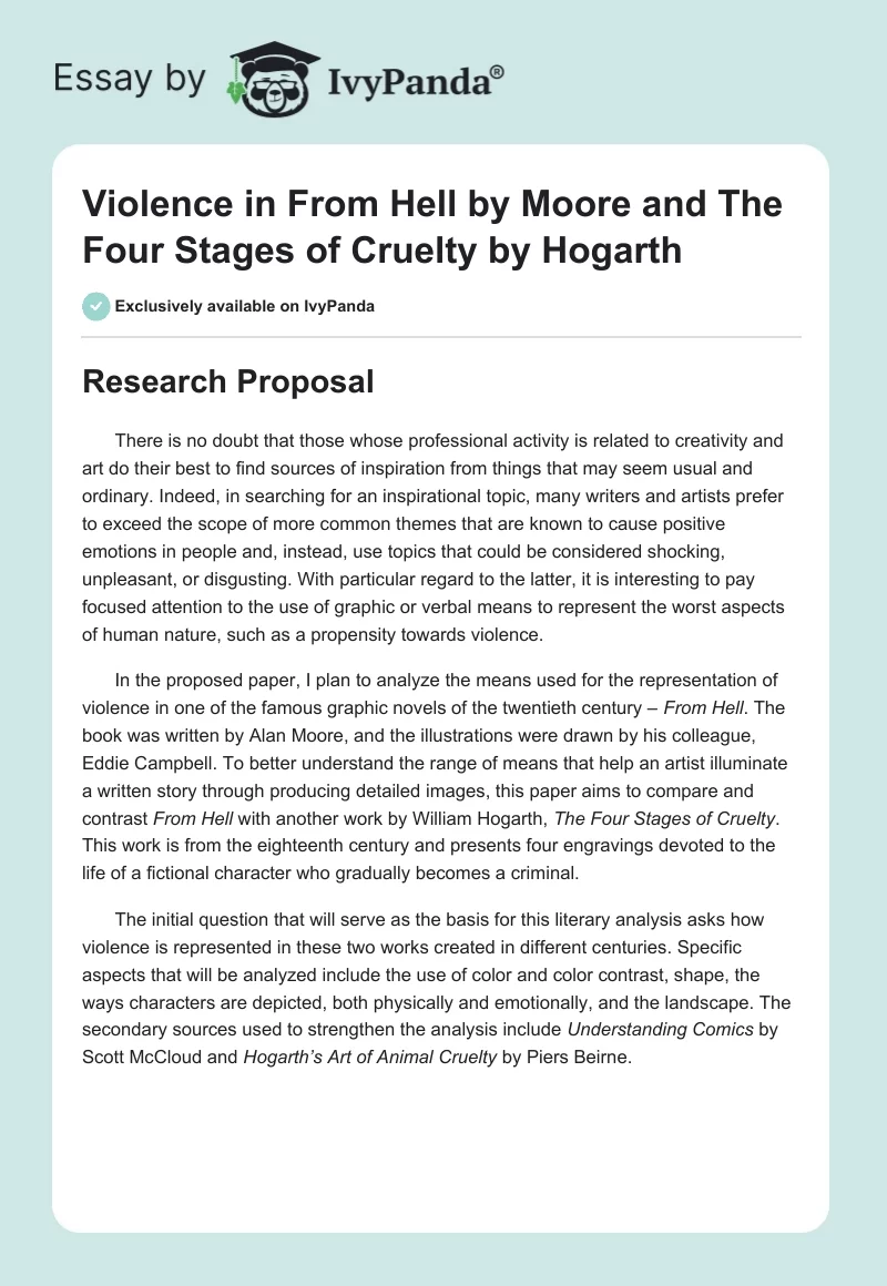 Violence in "From Hell" by Moore and "The Four Stages of Cruelty" by Hogarth. Page 1