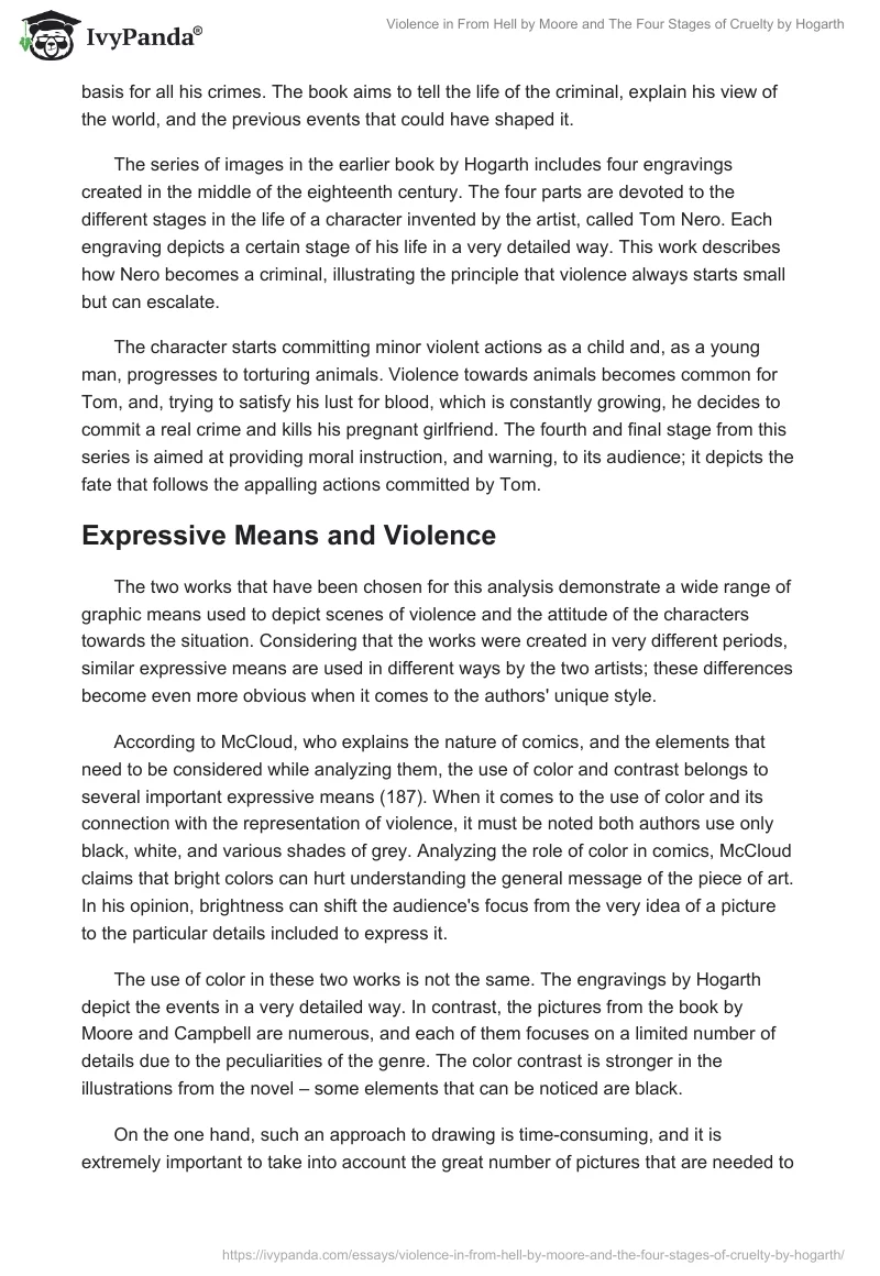 Violence in "From Hell" by Moore and "The Four Stages of Cruelty" by Hogarth. Page 3