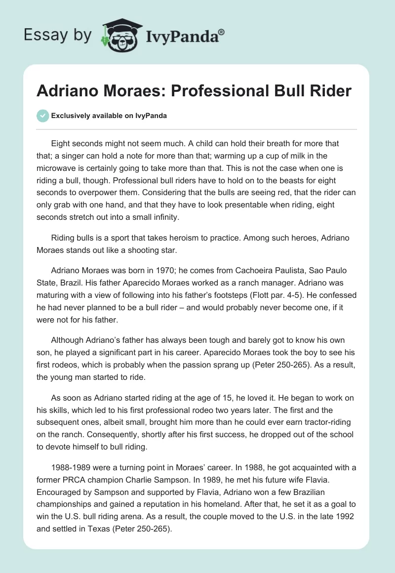 Adriano Moraes: Professional Bull Rider. Page 1