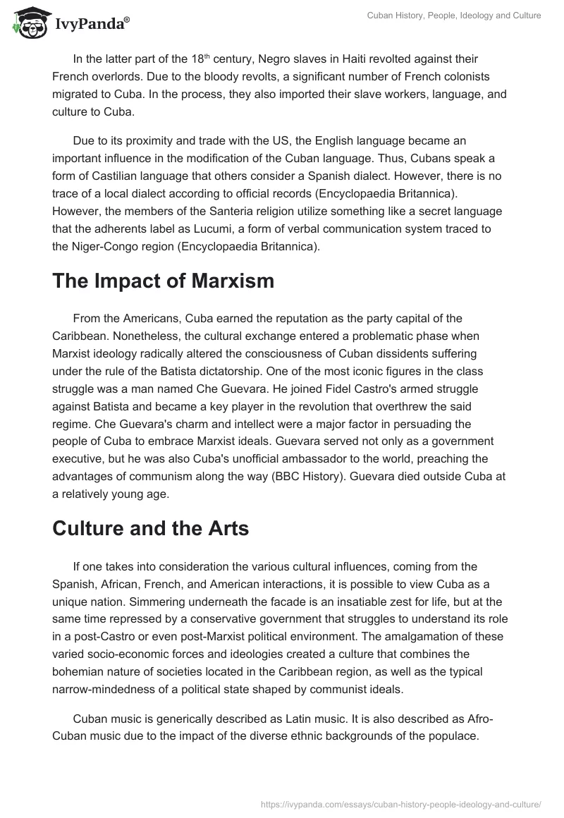 Cuban History, People, Ideology and Culture. Page 2