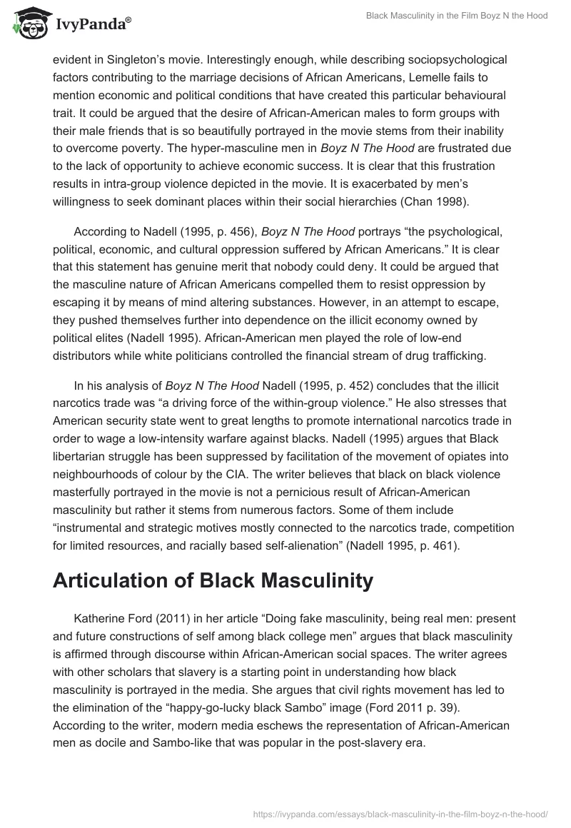 Black Masculinity in the Film "Boyz N the Hood". Page 4