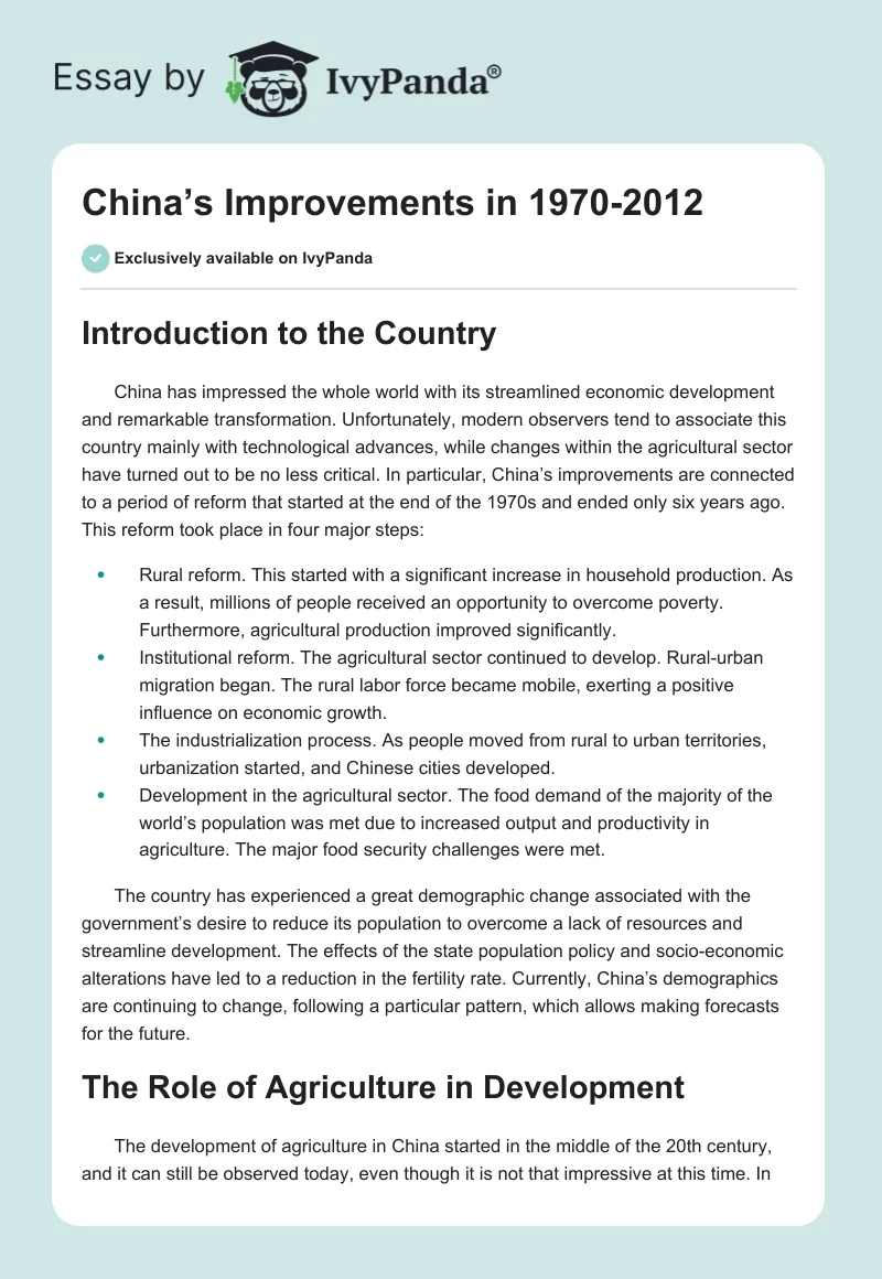 China’s Improvements in 1970-2012. Page 1