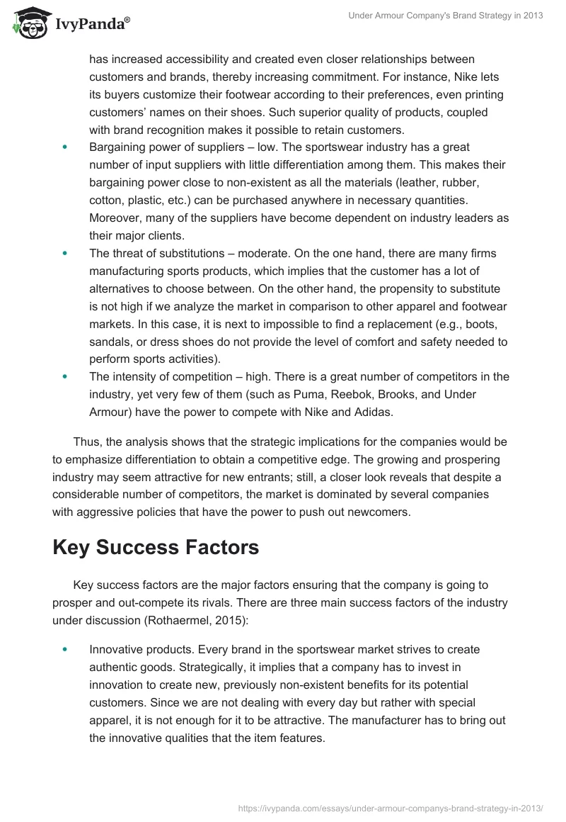 Under Armour Company's Brand Strategy in 2013. Page 4